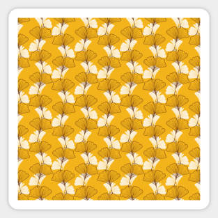 Vertical Ginkgo Leaves in Yellow Sticker